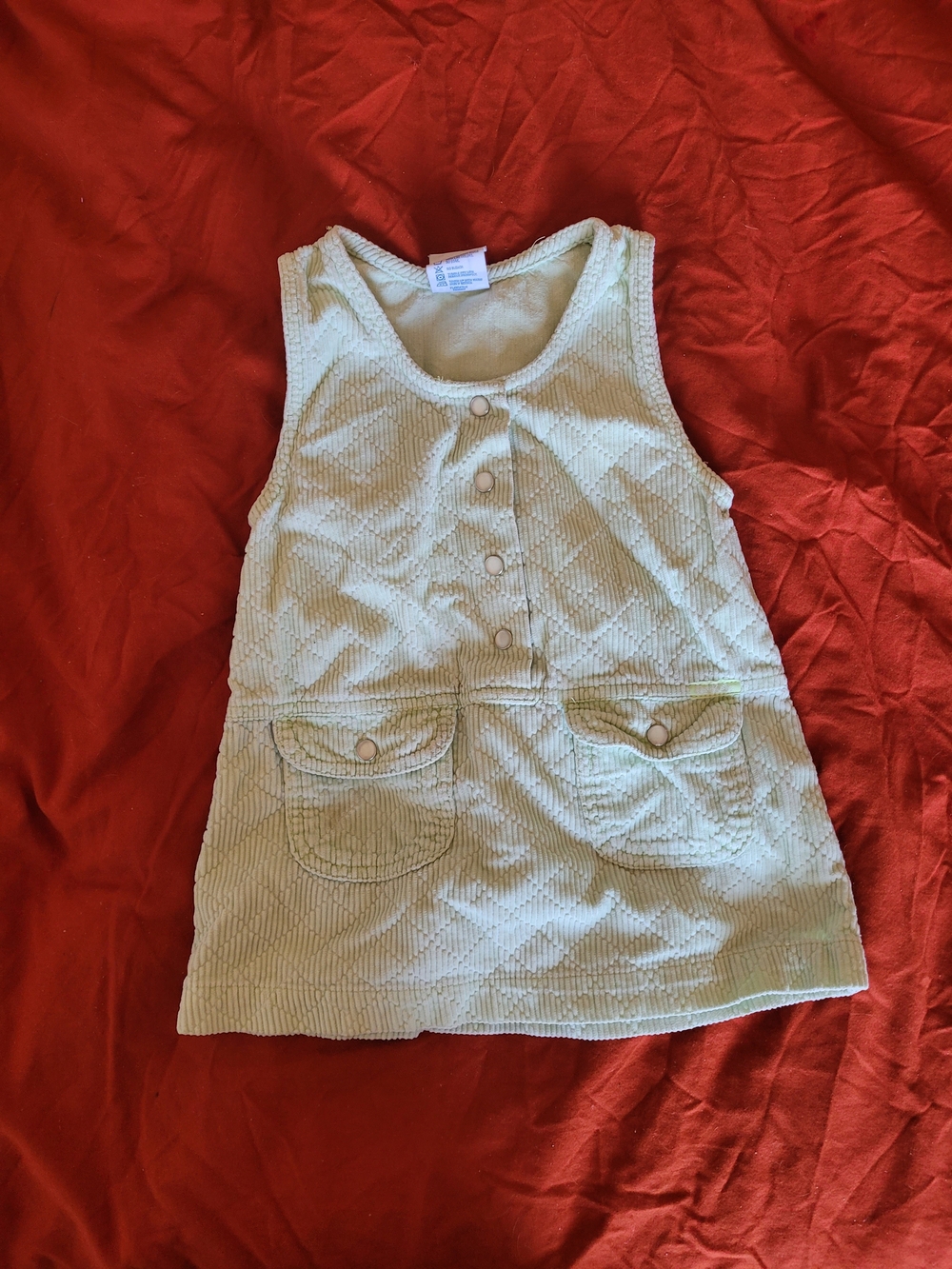 Kids Sleeveless Corduroy Dress - Light Green